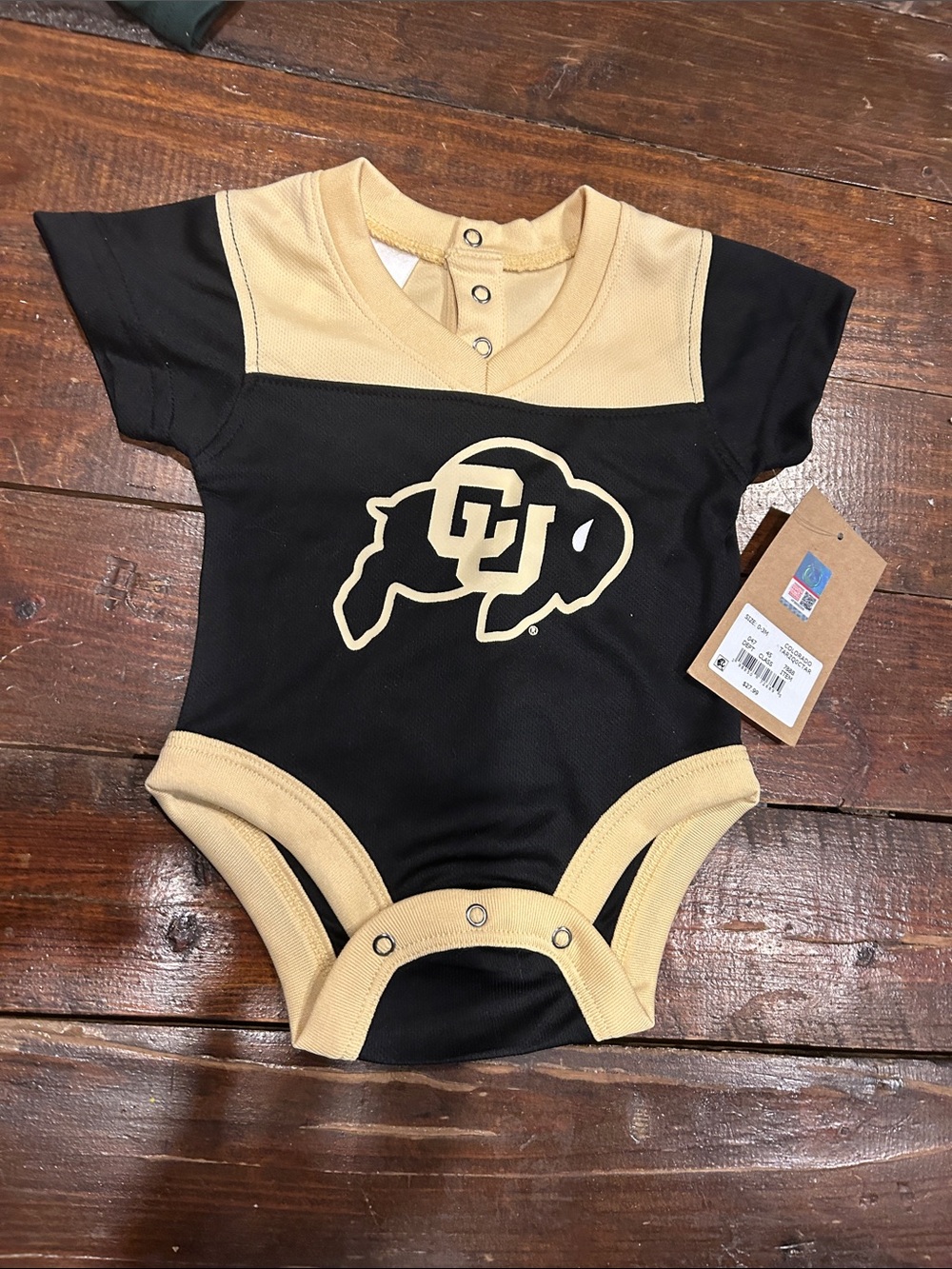 Colorado Buffaloes Infant Black & Gold One-Piece Bodysuit